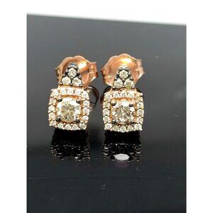 Levian Diamond Earrings Women's 14k Rose Gold Chocolate White Pave 0.50ctw